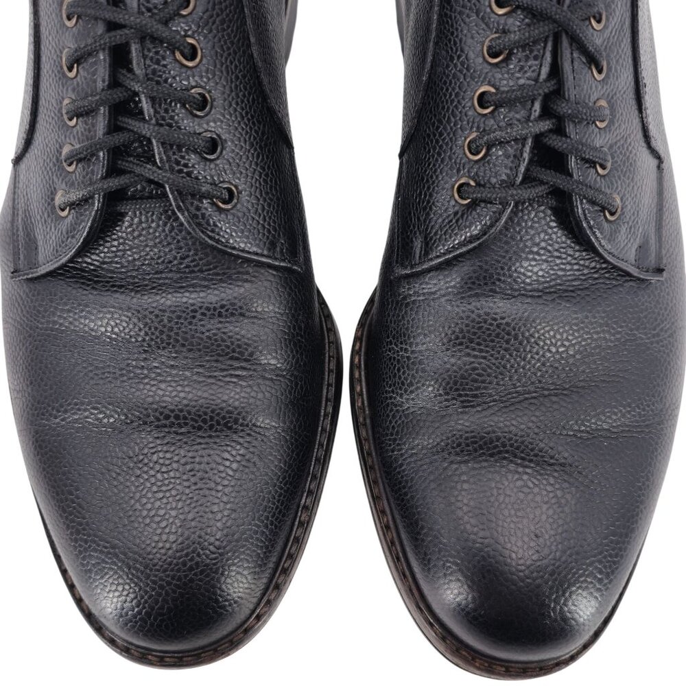 Vintage Salvatore Ferragamo Italy Men 9.5 Black Leather Dress Shoes Derby Oxford - Picture 2 of 12